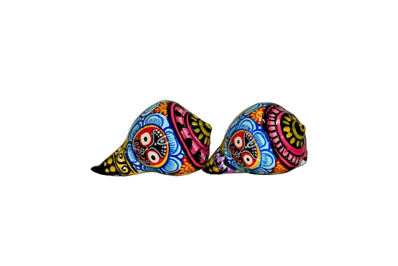 EELIKA Conch / Shankh handpainted Lord Jagannath Art || For Puja || home decor || gift for friends and family || set of 2 (Conch-4)
