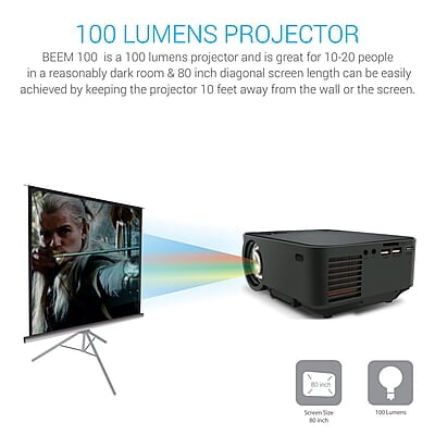 Portronics POR 624 Portable LED Projector (Black), USB