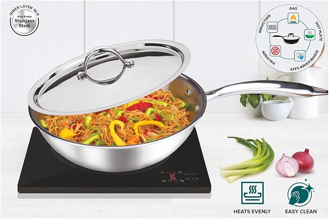 Signora Ware Artista Tri- Play Wok Pan With Lid 2200 ML (22 CM) Signora Ware Artista Tri- Play Wok Pan With Lid 2200 ML (22 CM)