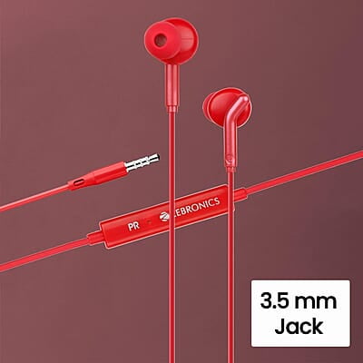 Zebronics Zeb-Bro in Ear Wired Earphones with Mic, 3.5mm Audio Jack, 10mm Drivers, Phone/Tablet Compatible