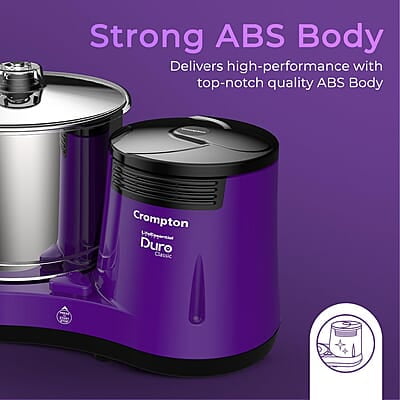 Crompton's Duro Classic Wet Grinder with 150W Motor for Uniform Grinding, High Grade 2L Stainless Steel Drums, Strong ABS Body