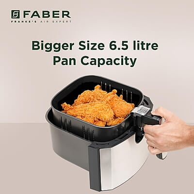 Faber 6.5L Air Fryer Detachable Non Stick Frying Basket 8 Pre Set Functions 1750 Watts