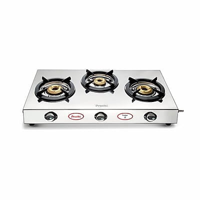 Preethi Ember Stainless Steel 3-Burner Gas Stove