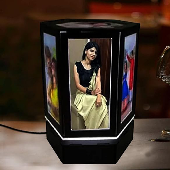 Sublimation Printed Led Rotating Lamp Photo Hexagonal Design, 7 Photo Display, Multicolor Sublimation Printed Led Rotating Lamp Photo Hexagonal Design, 7 Photo Display, Multicolor