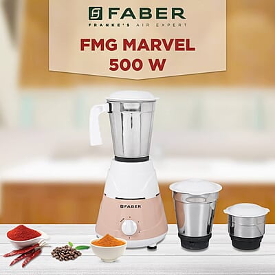 Faber Marvel 500W Blender Mixer Grinder,Low-Noise, Up to 18000 RPM Speed