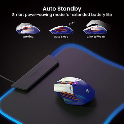 Portronics Vader Pro Wireless Gaming Mouse with 2.4 GHz Receiver, 6 Buttons, Thumb Support, High-Precision Tracking, Ergonomic Comfort, Adjustable Optical DPI for Laptop, PC, Mac