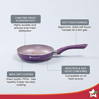 Wonderchef Royal Velvet Non-Stick Fry Pan with Induction Bottom 3 mm thick 20cm 1.2 litres Wonderchef Royal Velvet Non-Stick Fry Pan with Induction Bottom 3 mm thick 20cm 1.2 litres