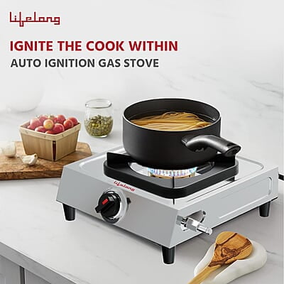 Lifelong Automatic Ignition 1 Burner Stainless Steel Gas Stove Doorstep Service