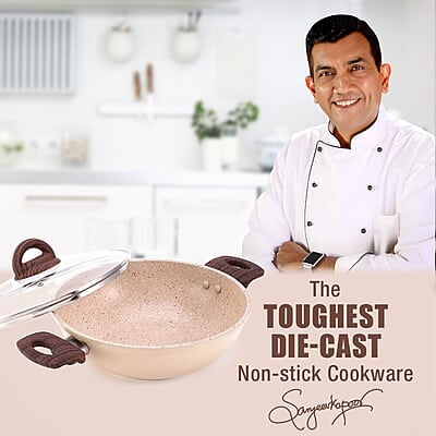 Wonderchef Duralife Die-cast 24 cm Kadhai with lid 5 Layer 2.5 litres Ivory Wonderchef Duralife Die-cast 24 cm Kadhai with lid 5 Layer 2.5 litres Ivory