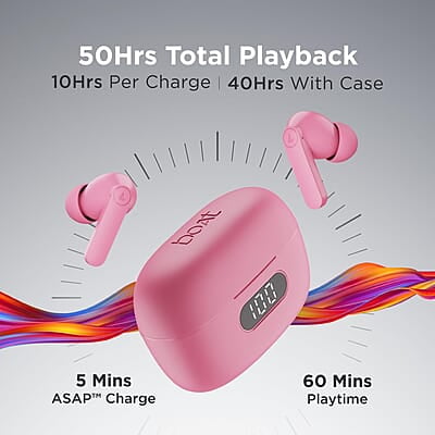 boAt Airdopes 121 PRO Truly Wireless in Ear Ear Buds w/Quad Mic ENx, Low Latency Mode for Gaming, 50H Playtime, IWP, IPX4, Battery Indicator Screen