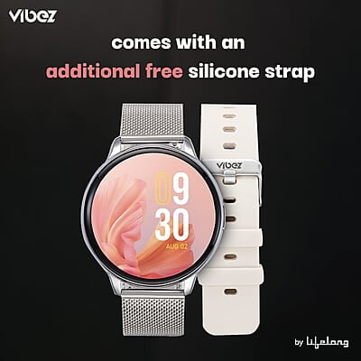 Vibez by Lifelong Smartwatch for Women 1.28" HD Display Bluetooth Calling,  7-Day Battery