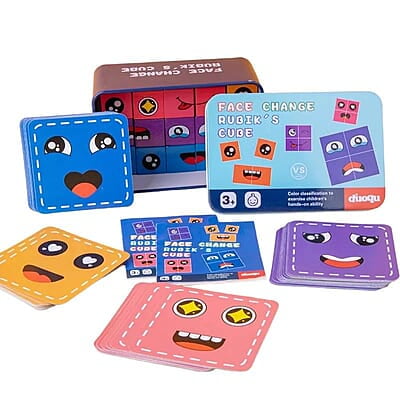 Emoji Cube Face Change Game for Kids, Learning Educational Emotion Change Blocks, Cute Face Changing Cube, Expressions Puzzles Toy for Kids Ages 3 Years and Up 54 Cards