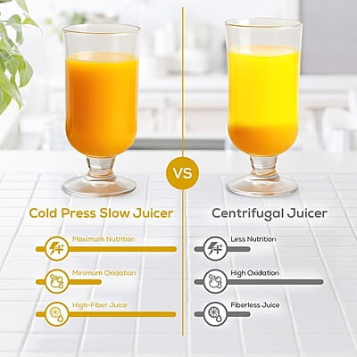 Wonderchef Regenta Full Fruit Juicer High Juice Yield 240W 55 RPM Fine Strainer