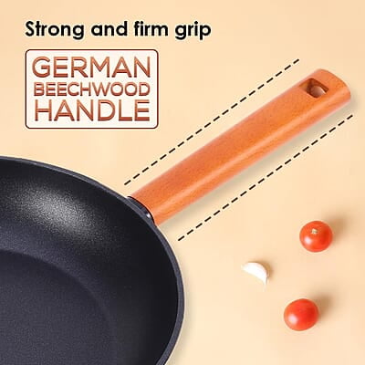 Wonderchef Caesar Forged Virgin Aluminium Fry Pan, 24cm, Black, Healthy Greblon C3