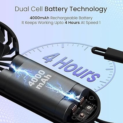 Portronics DualBreeze Handheld Mini Portable Fan With Dual Fan Technology, Upto 4 Hours Playtime, 3 Speed, Low Noise, Rechargeable Fan Ideal for Indoor,Outdoor,Home,Office,Kitchen,Makeup & Travel Use Portronics DualBreeze Handheld Mini Portable Fan With Dual Fan Technology, Upto 4 Hours Playtime, 3 Speed, Low Noise, Rechargeable Fan Ideal for Indoor,Outdoor,Home,Office,Kitchen,Makeup & Travel Use