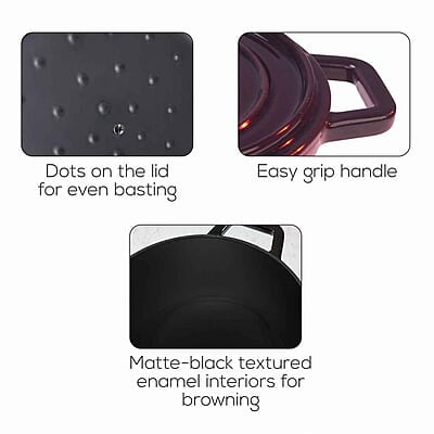 Wonderchef Ferro Cast-Iron Casserole with Lid- 24cm, 3.6L, 4.5mm Wonderchef Ferro Cast-Iron Casserole with Lid- 24cm, 3.6L, 4.5mm