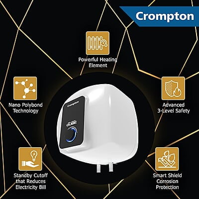 Crompton Solarium Qube 10-L 5 Star Rated Storage Water Heater (Geyser) wit