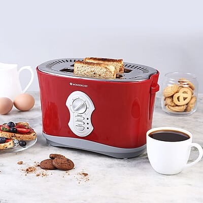 Wonderchef Crimson Edge Slice Toaster with Defrost, Reheat & Cancel Function 800 Watt