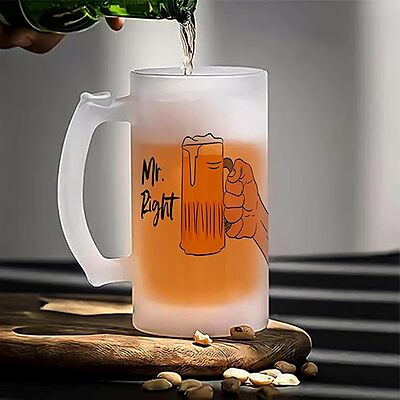 Sublimation Printed Froaster Beer With Handle Mr. and Mrs. Funny Quotes | Beer Mug Pack 2 Mug Sublimation Printed Froaster Beer With Handle Mr. and Mrs. Funny Quotes | Beer Mug Pack 2 Mug