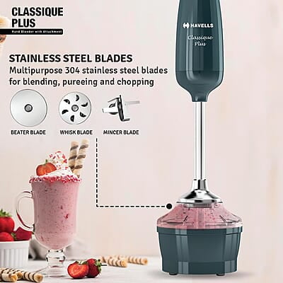 Havells Classique Plus Hand Blender with Attachment 300 watts Motor Acrylonitrile Butadiene Styrene