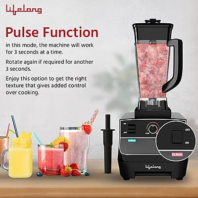 Lifelong Professional Blender/Grinder/Mixer, 2000 watts, 2 Litres BPA Free Jar, Commercial Heavy Duty Blender, High Power & Speed Blender