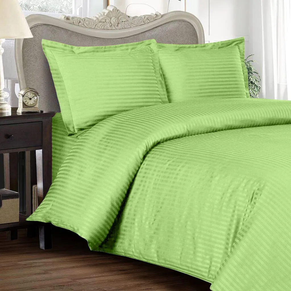 Duvet / Comforter Cover Glace Cotton 300 TC - Striped - Parrot Green
