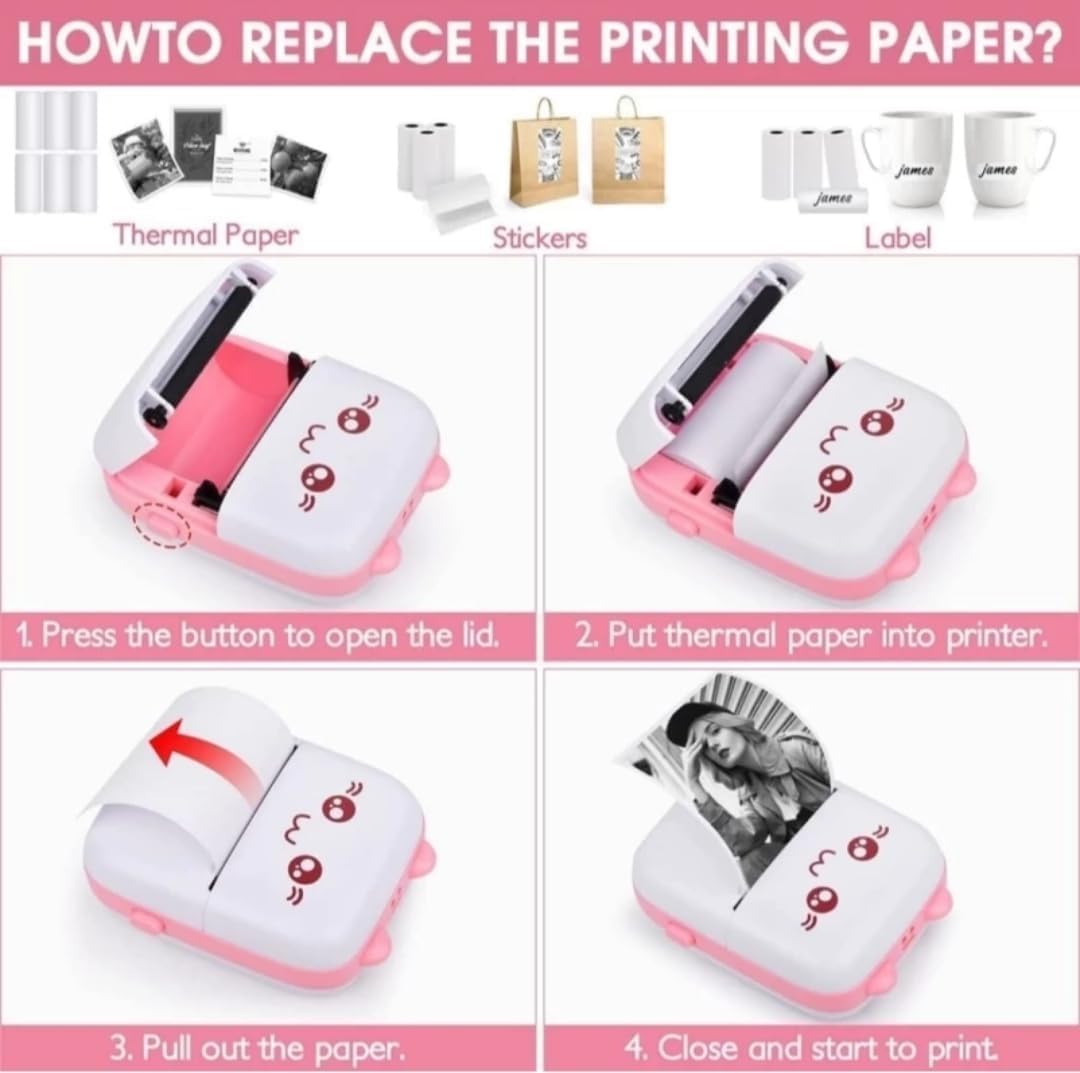 Mini Pocket Printer, Gifts for Kids, Portable Thermal Printer Mini Pocket Printer, Gifts for Kids, Portable Thermal Printer