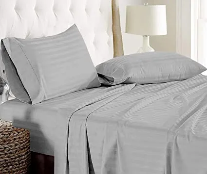 Sofrito Bedsheet Glace Cotton 300 TC - Striped - Silver Sofrito Bedsheet Glace Cotton 300 TC - Striped - Silver