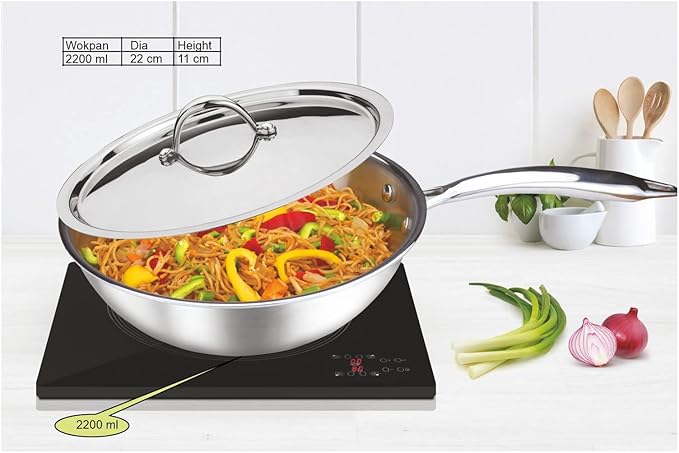 Signora Ware Artista Tri- Play Wok Pan With Lid 2200 ML (22 CM) Signora Ware Artista Tri- Play Wok Pan With Lid 2200 ML (22 CM)
