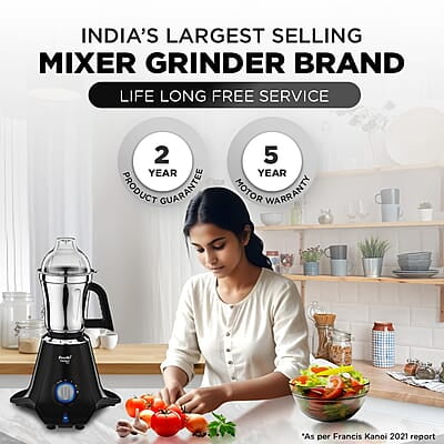 Preethi Taurus Plus MG-257 Mixer Grinder, 1000 Watt, Black 4 Jars - Super Extractor Juicer Jar