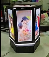 Sublimation Printed Led Rotating Lamp Photo Hexagonal Design, 7 Photo Display, Multicolor