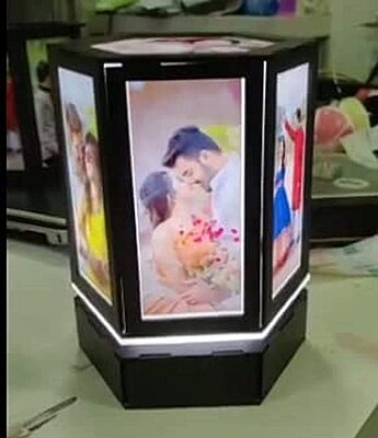 Sublimation Printed Led Rotating Lamp Photo Hexagonal Design, 7 Photo Display, Multicolor Sublimation Printed Led Rotating Lamp Photo Hexagonal Design, 7 Photo Display, Multicolor