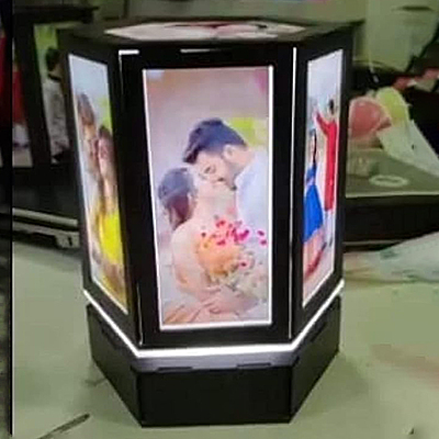 Sublimation Printed Led Rotating Lamp Photo Hexagonal Design, 7 Photo Display, Multicolor Sublimation Printed Led Rotating Lamp Photo Hexagonal Design, 7 Photo Display, Multicolor