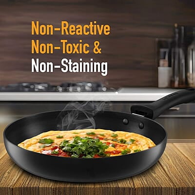 KENT Hard Anodised Frying Pan 24 Cm 1.8L 3.25Mm Thick Base