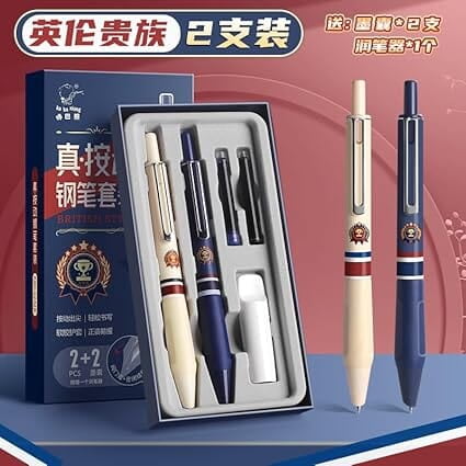 Fountain Pen for Students, Iridium Tip Nib Refillable Click 2 Pcs Fountain Pen with 6 Refill
