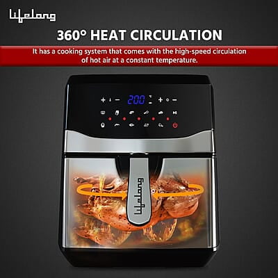 Lifelong Digital Air Fryer LLHFD722, 7.5 Litre XL LED Touch Screen, 12 Preset Cooking Modes, 1400 W