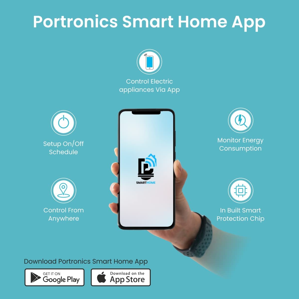 Portronics Splug 10 Wifi 10A Smart Plug Suitable for TVs, Fan, Light, Music System Compatible with Alexa and Google Assistant Portronics Splug 10 Wifi 10A Smart Plug Suitable for TVs, Fan, Light, Music System Compatible with Alexa and Google Assistant