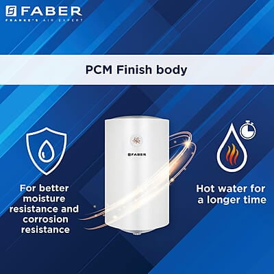 Faber Jazz Elite 35L Vertical Storage Water Geyser Heating Indicator Titanium Glassline Coated Tank 2000W Faber Jazz Elite 35L Vertical Storage Water Geyser Heating Indicator Titanium Glassline Coated Tank 2000W