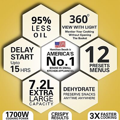Hamilton Beach Digital Air Fryer, 1700W Power, 7.2L Capacity