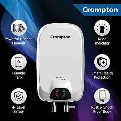 Crompton Rapid Jet 5-L Instant Water Heater with Advanced 4 level Safety