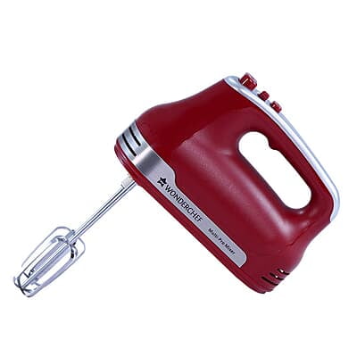 Wonderchef Crimson Edge 5 Speed Electric Hand Mixer 300W  SS Whisk Beaters and Dough Hooks