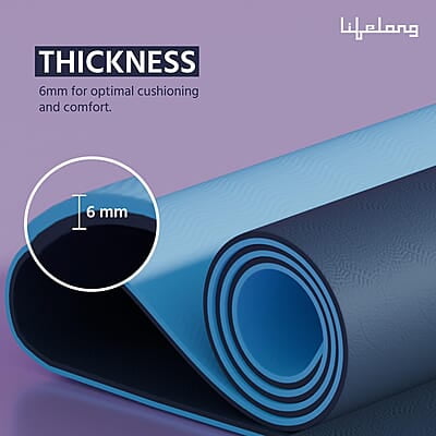 Lifelong Dual Color TPE Material Yoga Mat for Women & Men 6mm Anti-Slip Yoga Mat for Gym Workout Exercise Mat Lifelong Dual Color TPE Material Yoga Mat for Women & Men 6mm Anti-Slip Yoga Mat for Gym Workout Exercise Mat