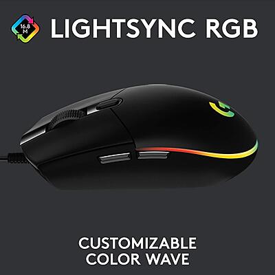 LOGITECH LIGHT SYNC WIRED GAMING MOUSE  G203-Black