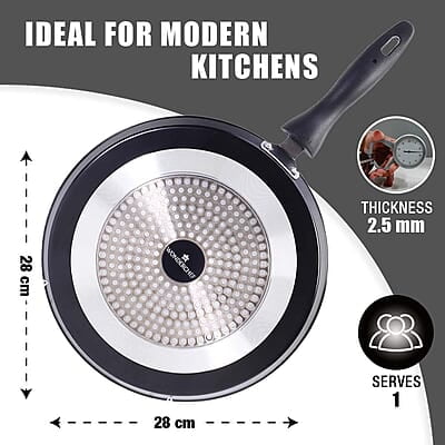 Wonderchef Duralite Die-cast 28 cm Dosa Tawa 5 Layer Healthy Duramax Non-Stick Coating