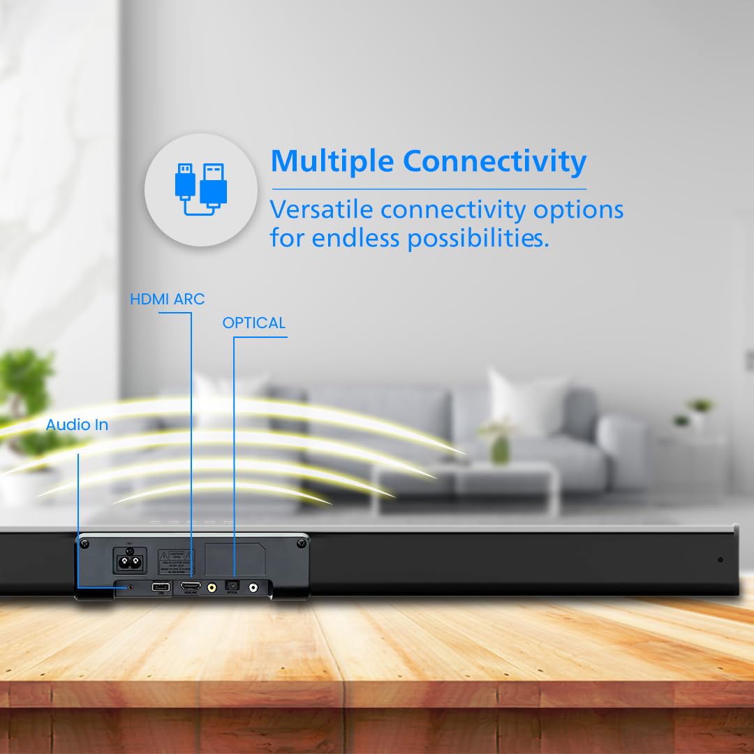 Philips TAB4218/94 2.1CH Bluetooth Soundbar - 120W RMS, Multi-Connectivity, Deep Bass (Black) Philips TAB4218/94 2.1CH Bluetooth Soundbar - 120W RMS, Multi-Connectivity, Deep Bass (Black)