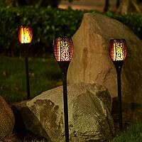 JUPITER FULL SIZE MASHAL FLAME LAMP Waterproof Outdoor Lamp Auto On/Off Solar Lighting