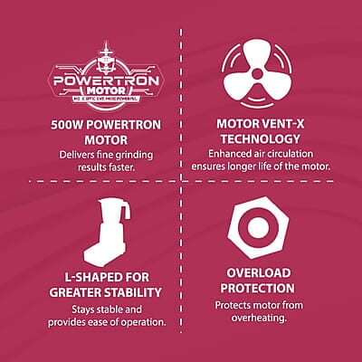 Crompton DS51 Plus Mixer Grinder with Powertron Motor & Motor Vent-X Technology