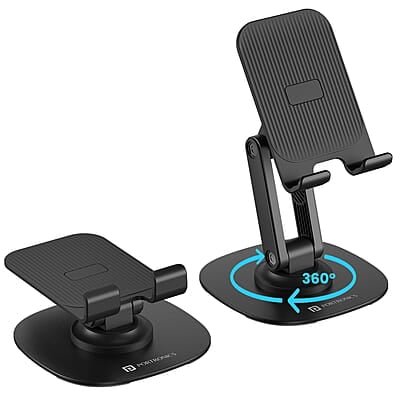 Portronics Mobot III 360° Rotatable & Foldable Mobile Phone Holder With Stable Metallic base,Adjustable Height
