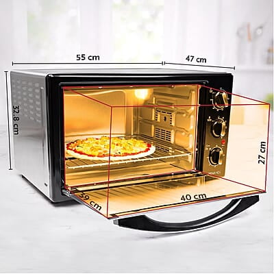 Borosil Prima 42 L Oven Toaster & Grill, Motorised Rotisserie & Convection Heating, 6 Heating Modes, Silver Top & Chrome Front
