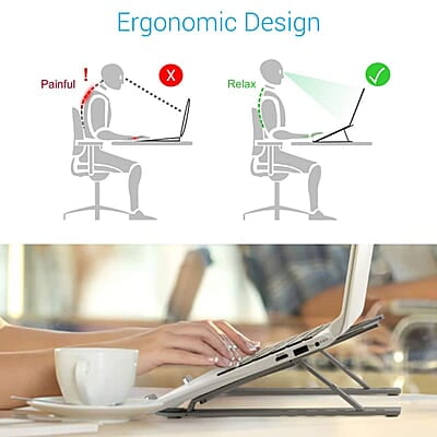 Portronics My Buddy K Portable Laptop Stand with Adjustable Height, Foldable, OverHeating Protection for Laptops & MacBooks